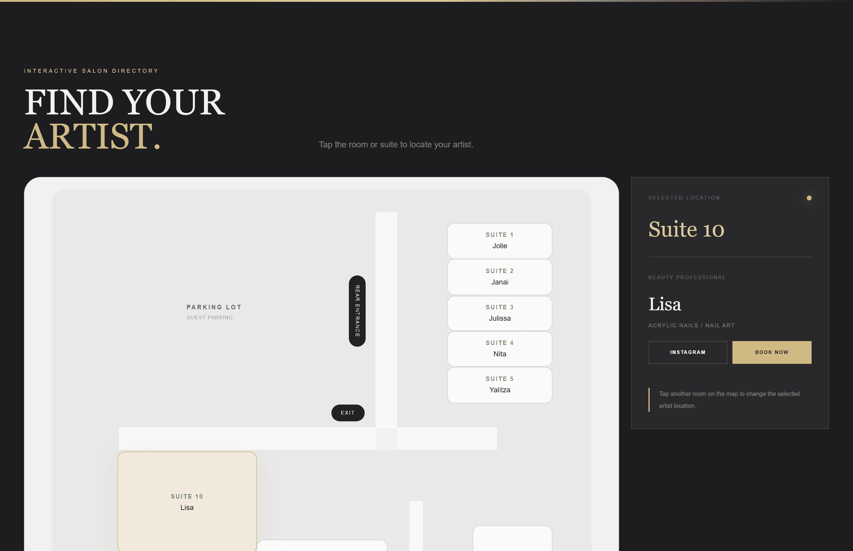 Lyra Luxe interactive salon map